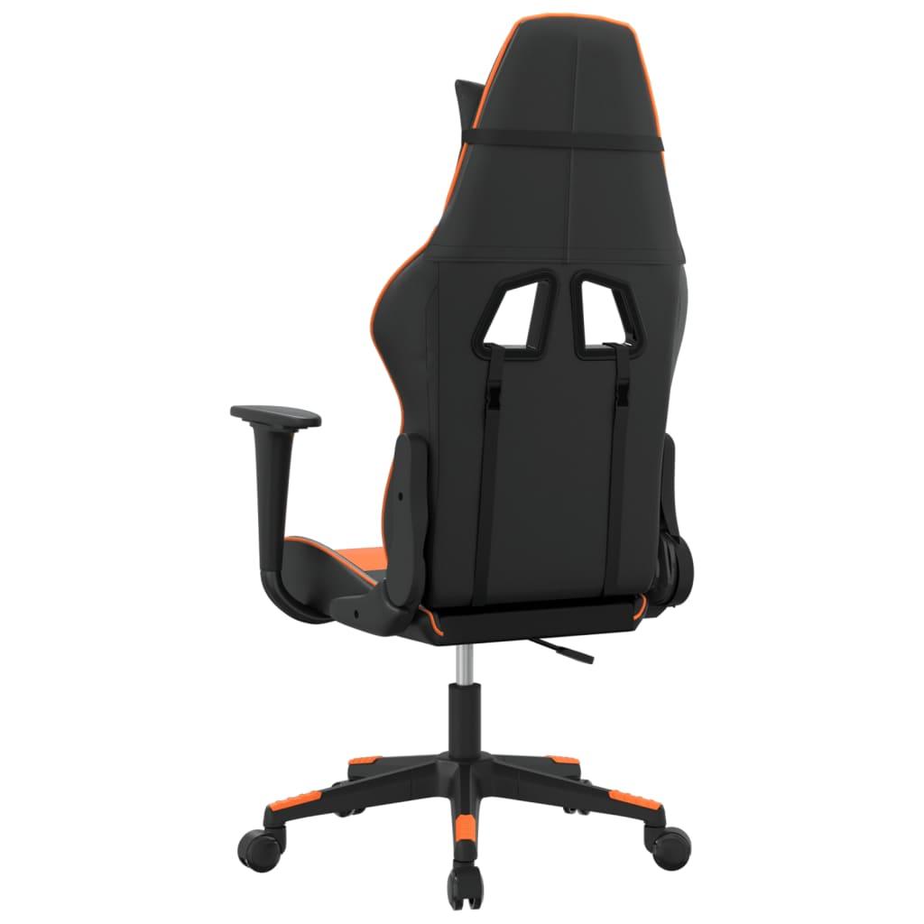 Masažinė žaidimų kėdė, juoda ir oranžinė, dirbtinė oda (34545)