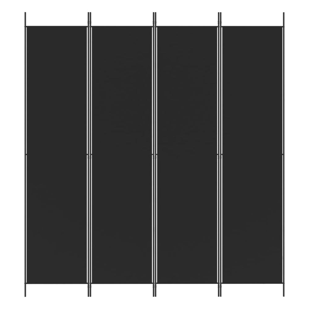 Kambario pertvara, 4 dalių, juodos spalvos, 200x220cm, audinys