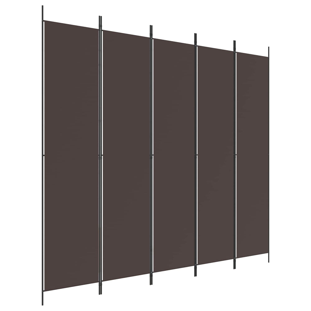 Room divider, 5-panel, brown, 250x220cm, fabric