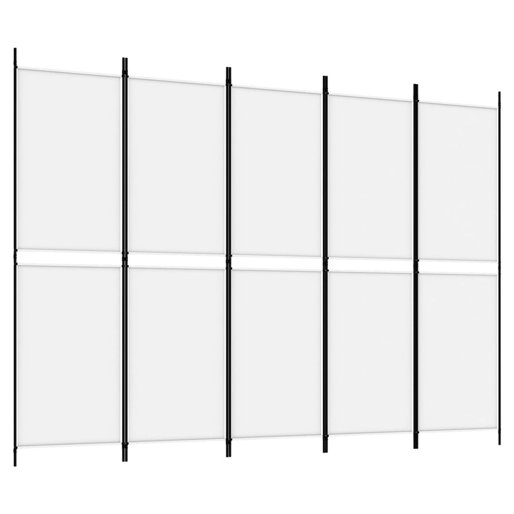 Room Divider, 5-Panel, White, 250x180cm, Fabric