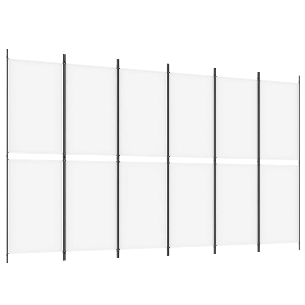 Room Divider, 6-Panel, White, 300x180cm, Fabric