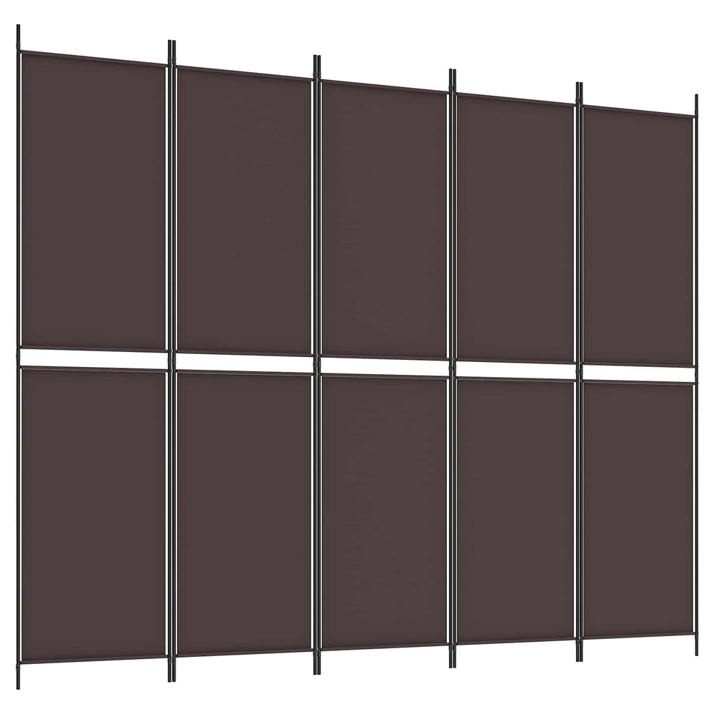 Room divider, 5-panel, brown, 250x200cm, fabric