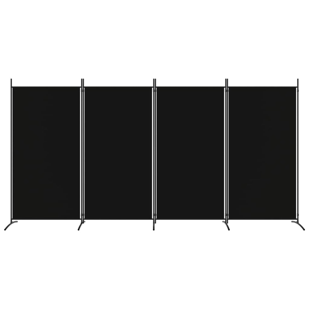 Kambario pertvara, 4 dalių, juodos spalvos, 346x180cm, audinys