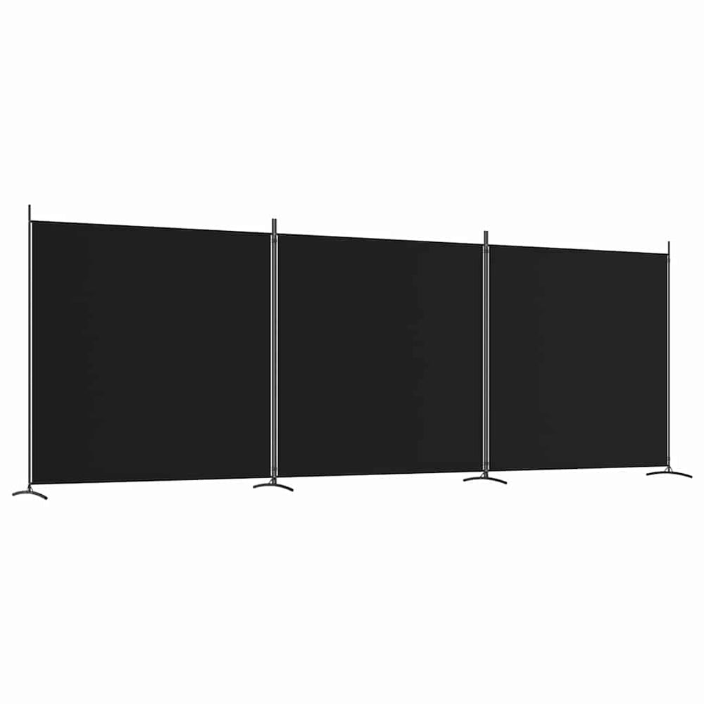 Room divider, 3-panel, black, 525x180cm, fabric