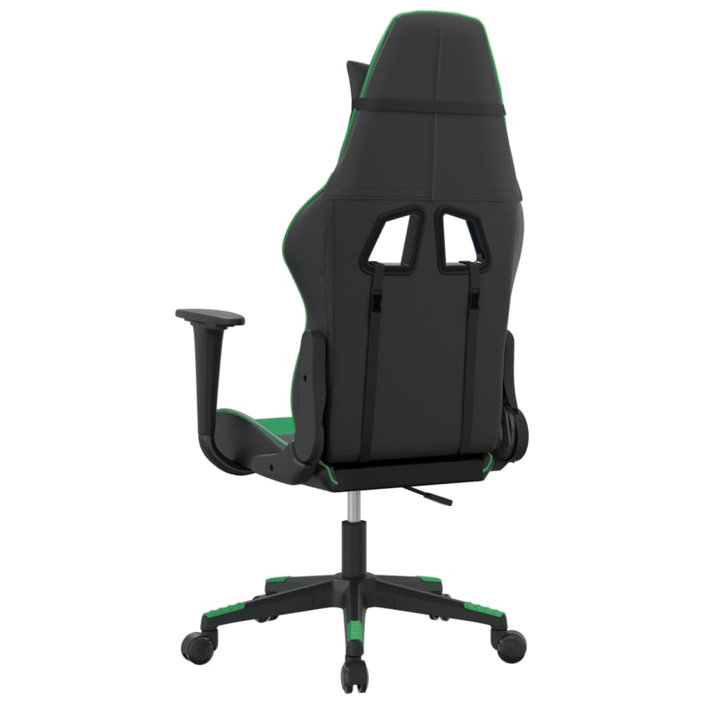 Žaidimų kėdė, juodos ir žalios spalvos, dirbtinė oda (314369)