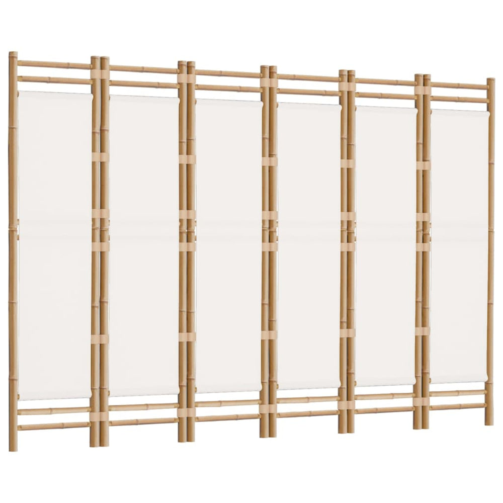 Sulankstoma kambario pertvara, 6 dalių, 240cm, bambukas/drobė