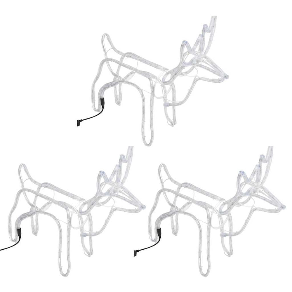 Kalėdinės dekoracijos elniai CRYSTAL, 3vnt., šalti balti, 60x30x60cm