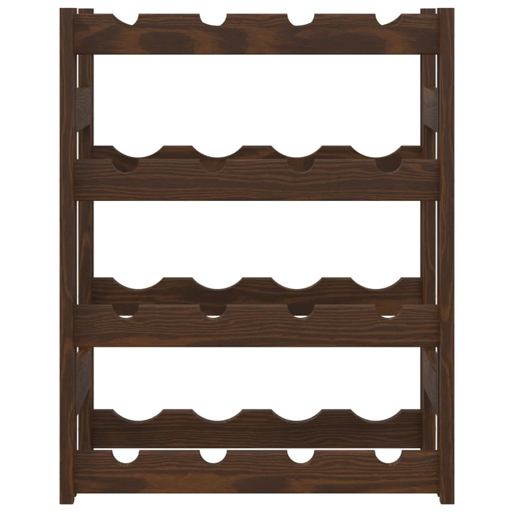 Vyno laikiklis 16 butelių, rudas, pušies medienos masyvas