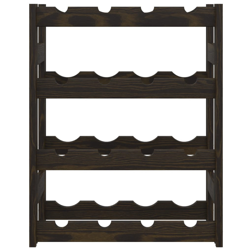 Vyno laikiklis 16 butelių, juodas, pušies medienos masyvas