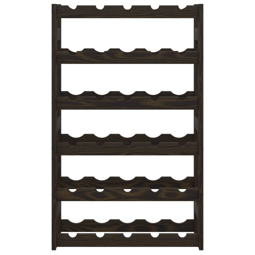 Vyno laikiklis 30 butelių, juodas, pušies medienos masyvas