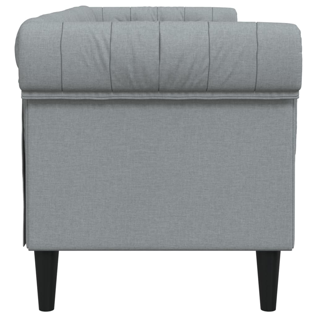 Trivietė chesterfield sofa, šviesiai pilkos spalvos, audinys