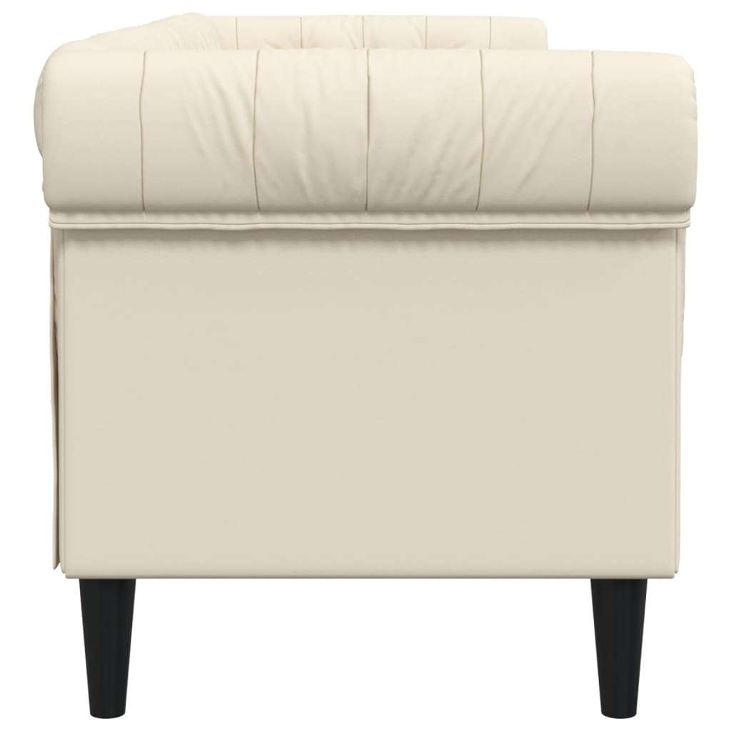 Trivietė chesterfield sofa, kreminės spalvos, audinys