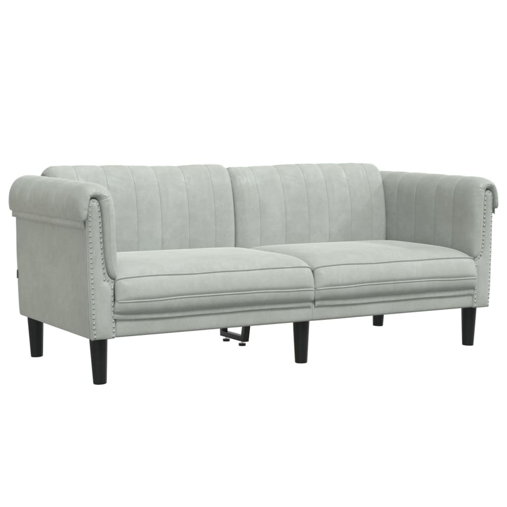 Dvivietė sofa, šviesiai pilkos spalvos, aksomas