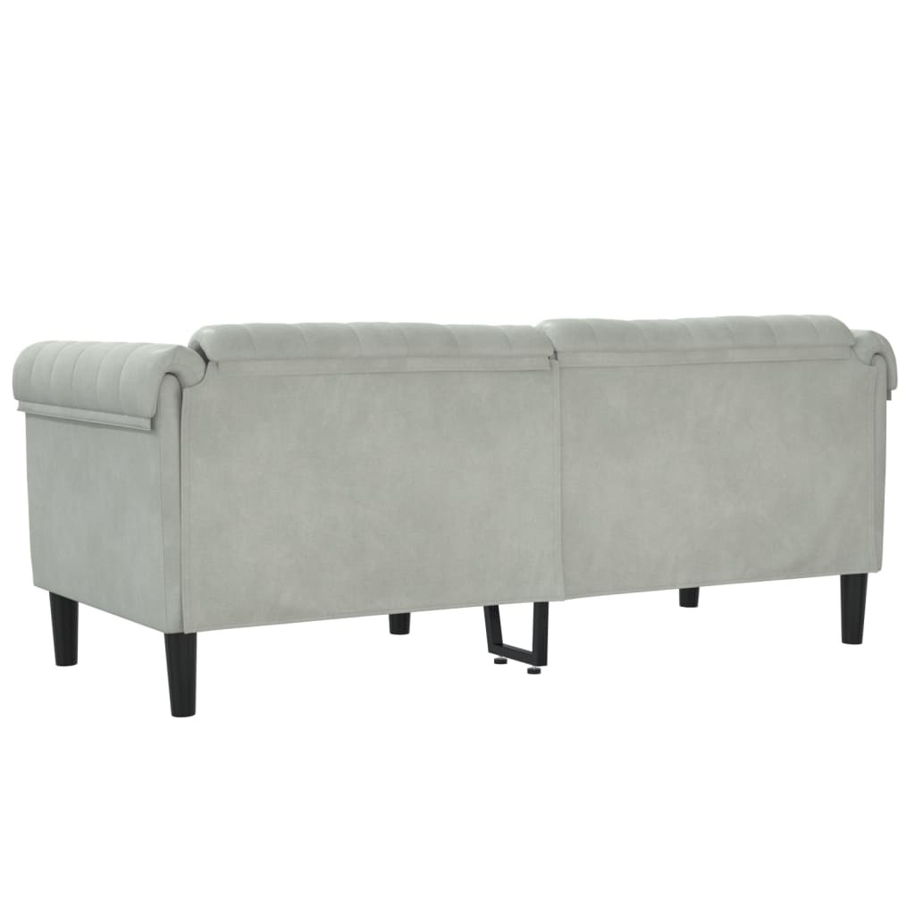 Dvivietė sofa, šviesiai pilkos spalvos, aksomas