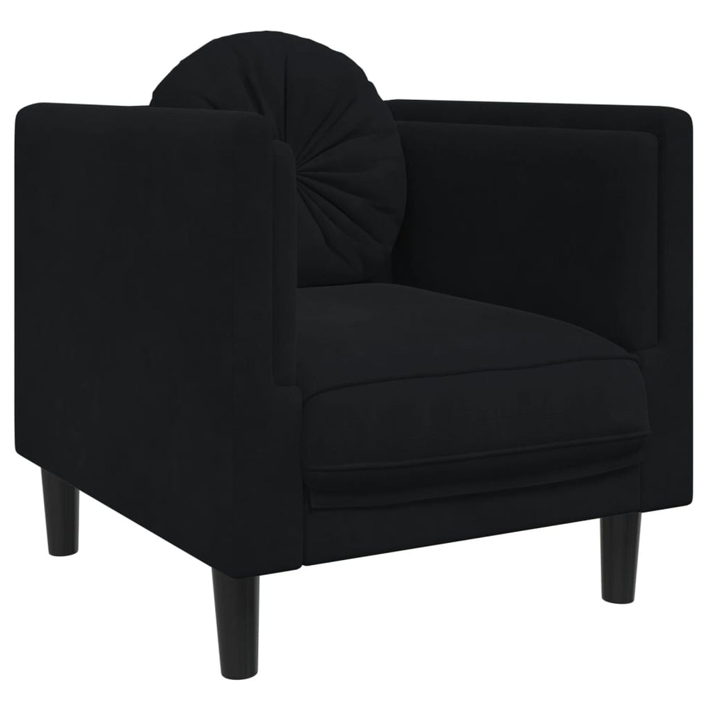 Krėslas su pagalvėle, juodos spalvos, aksomas