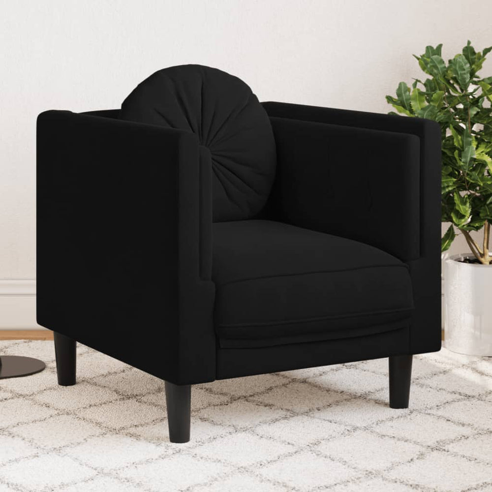 Krėslas su pagalvėle, juodos spalvos, aksomas