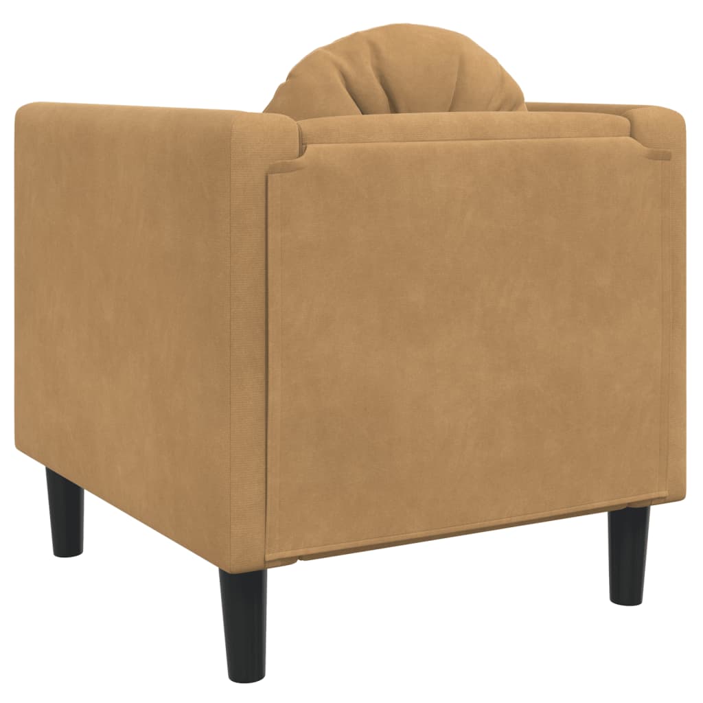 Krėslas su pagalvėle, rudos spalvos, aksomas