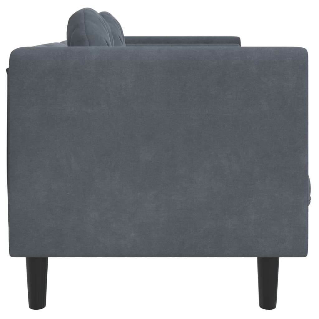 Dvivietė sofa su pagalvėlėmis, tamsiai pilkos spalvos, aksomas