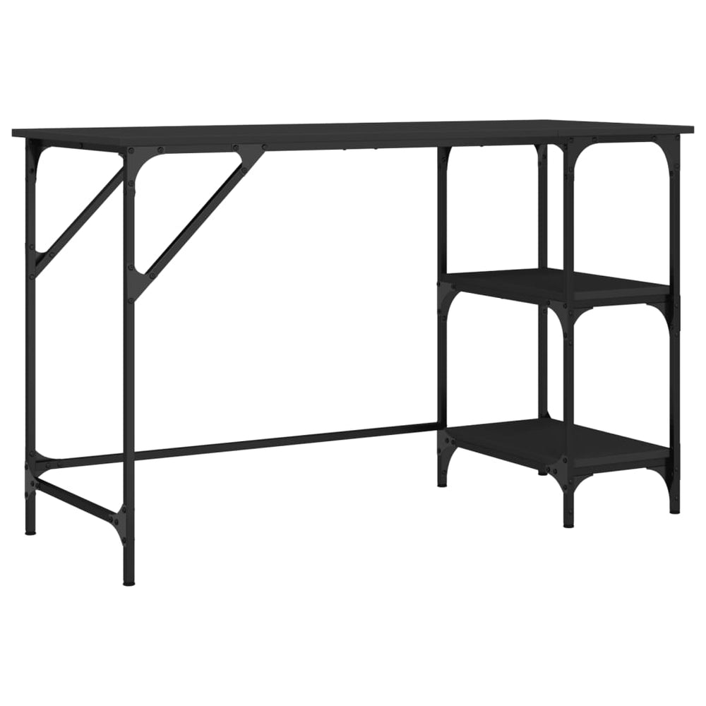 Rašomasis stalas, juodas, 120x50x75cm, metalas/apdirbta mediena