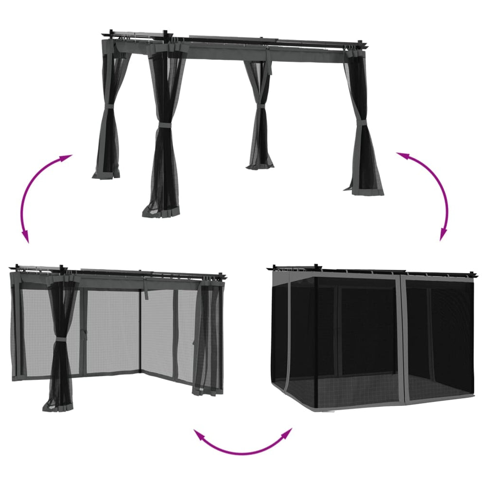 Gazebo with net GARNET, anthracite, 3x3m