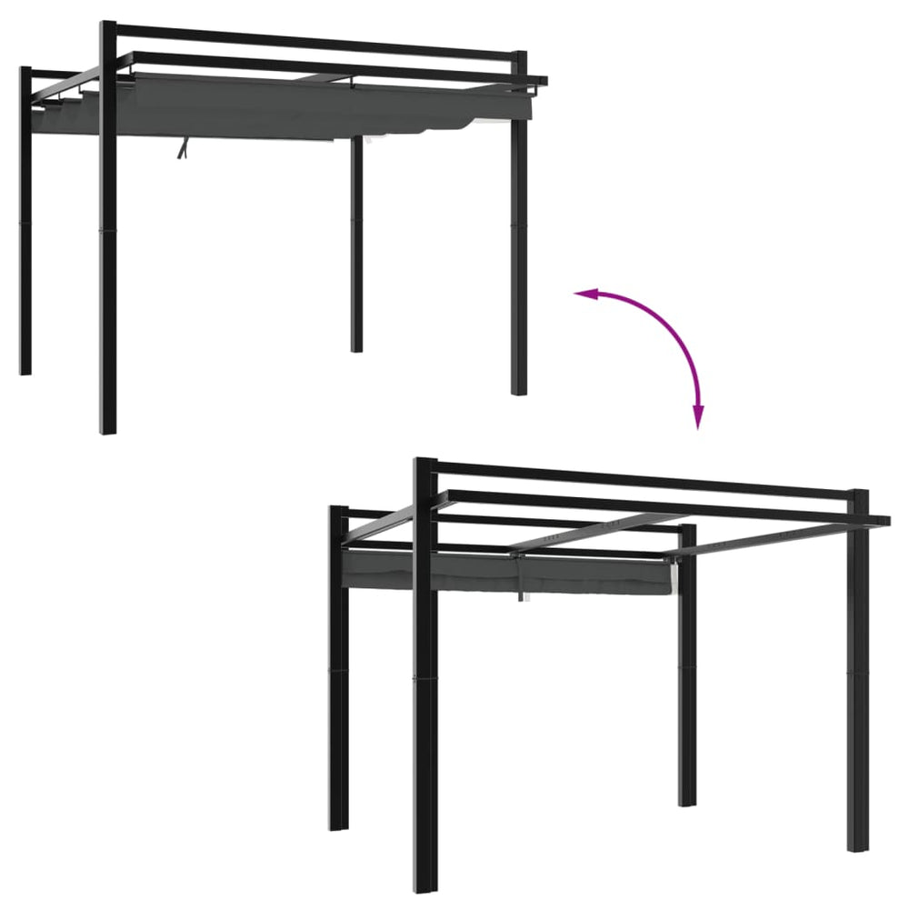 Retractable roof gazebo HELIOS, anthracite, 3x3m