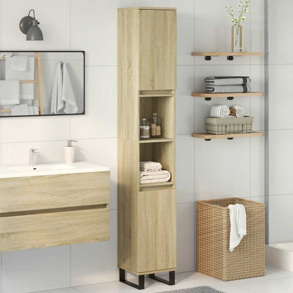 Bathroom cabinet, oak, 30x30x190cm, engineered wood
