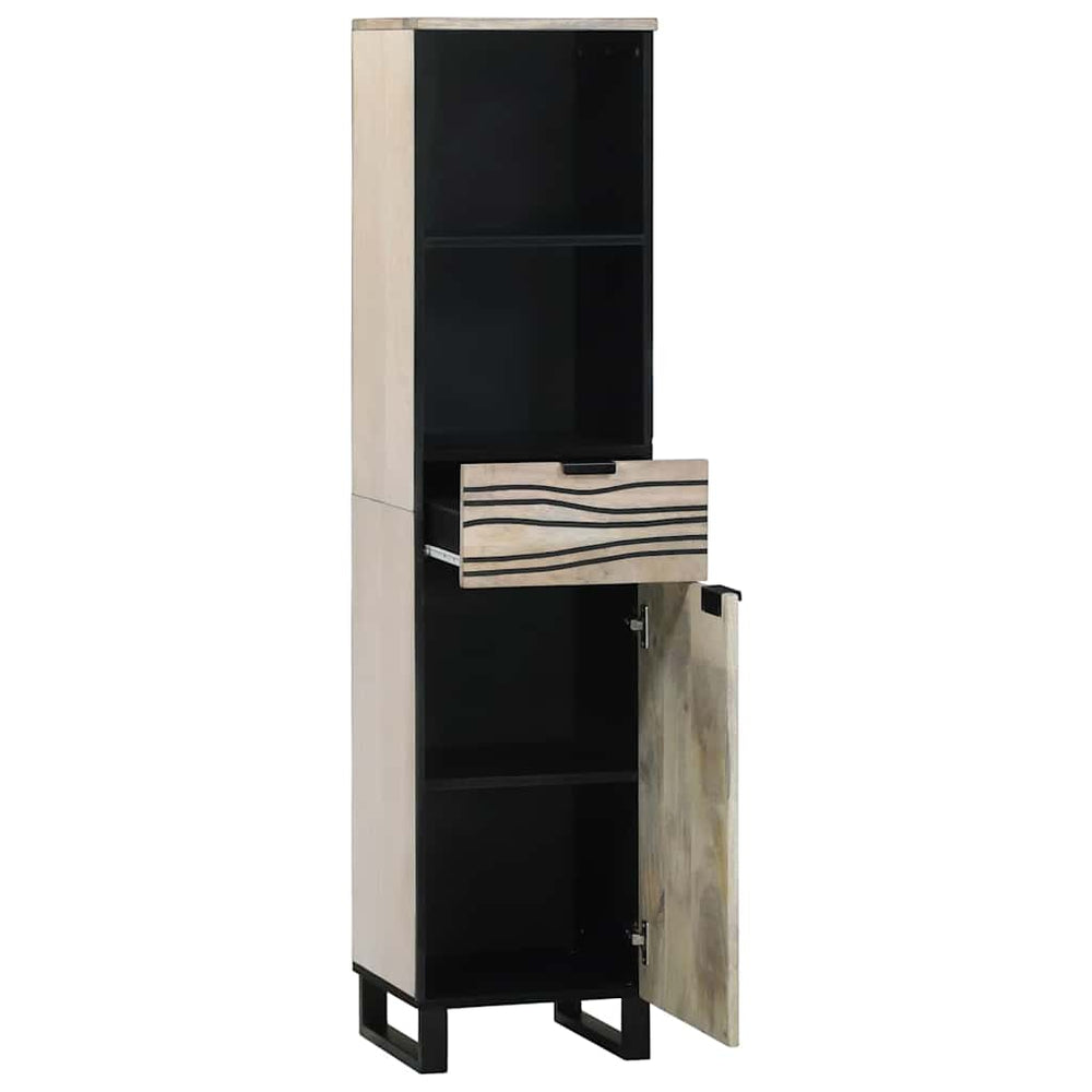 Vonios spintelė su stalčių su lentyna su saugykla su durimis Balta ir juoda 38 x 33.5 x 160 cm