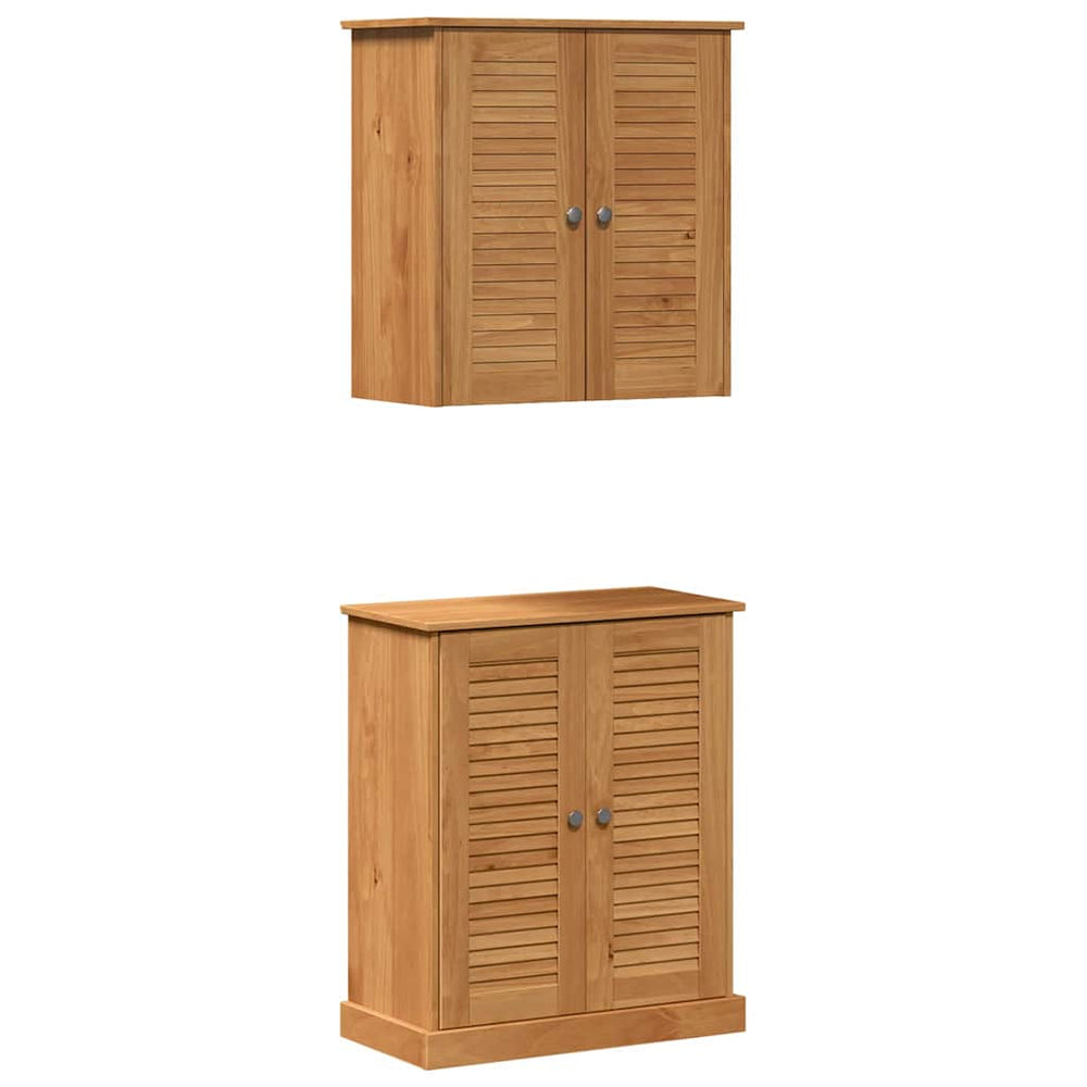 Vonios baldų rinkinys su lentyna su saugykla su durimis 2 pcs Ruda 67,5 x 34 x 80 cm