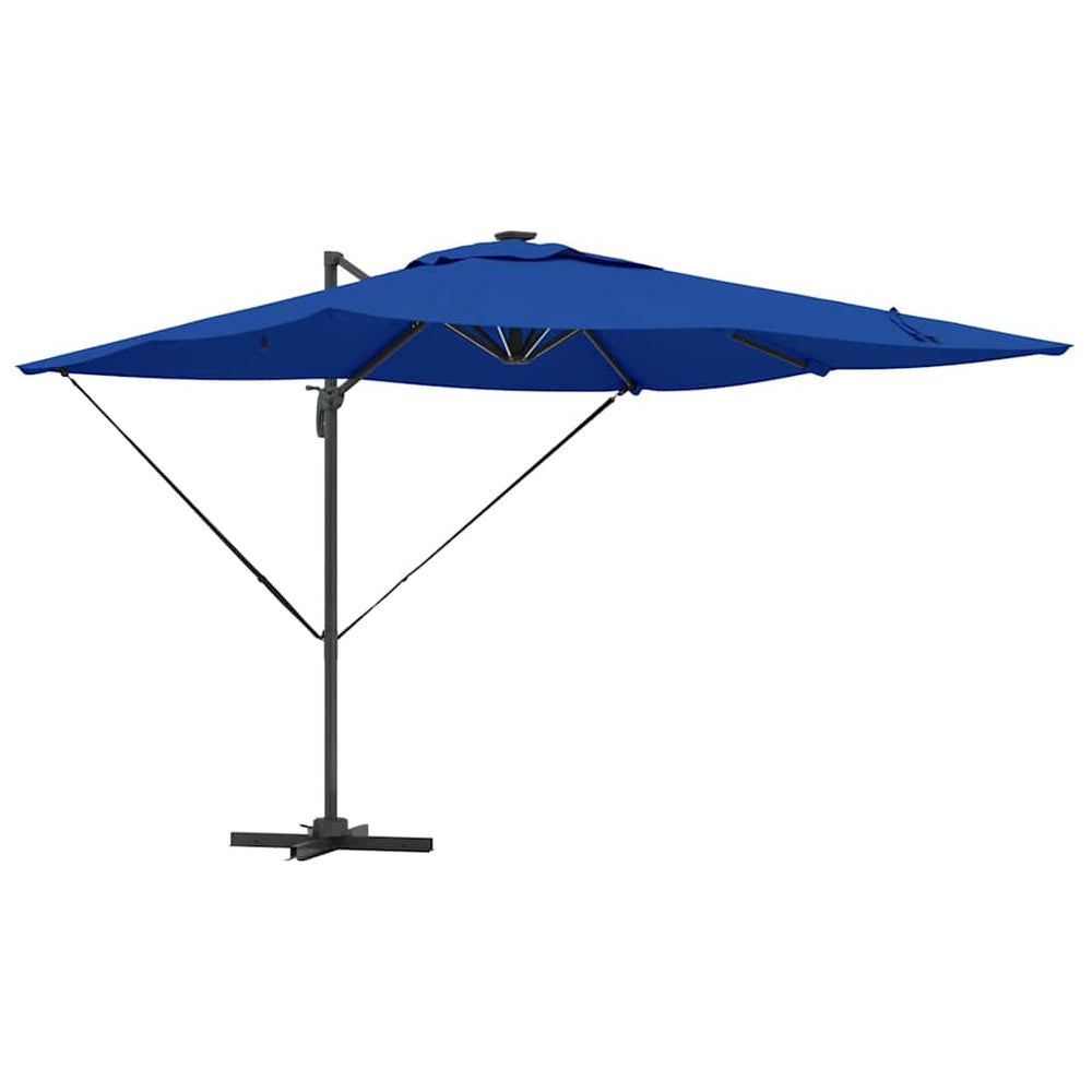 Cantilever Roma Parasol with LED Azurine Blue 286x285x270 cm Aluminium