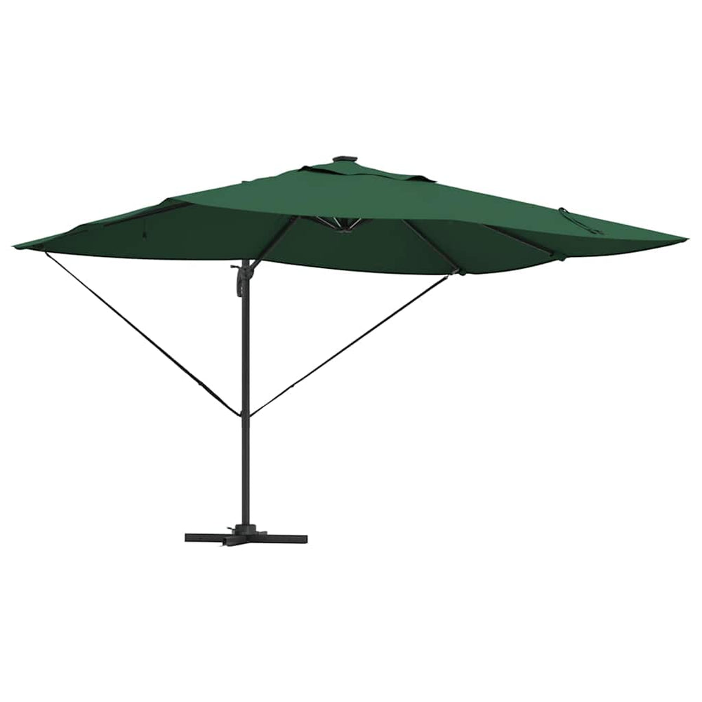 Temporary Rome Umbrella with LED Green 352x251x265 cm Aluminium