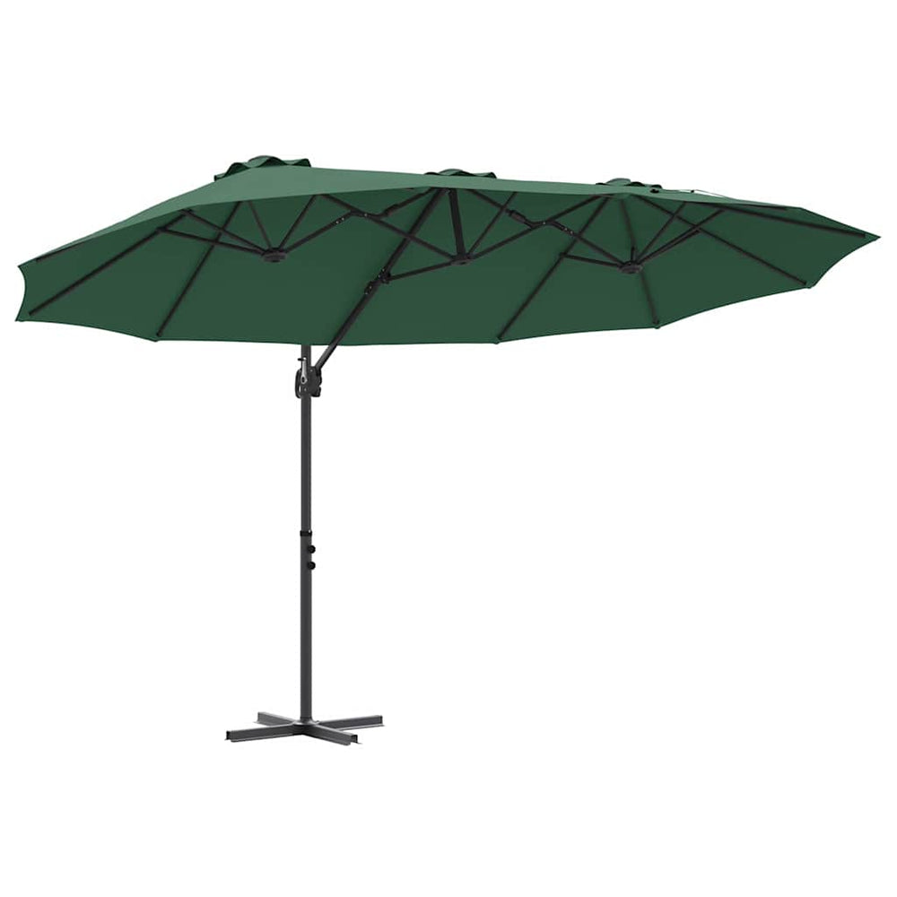 Garden cantilever parasol with lock Green 372 x 198 x 253 cm