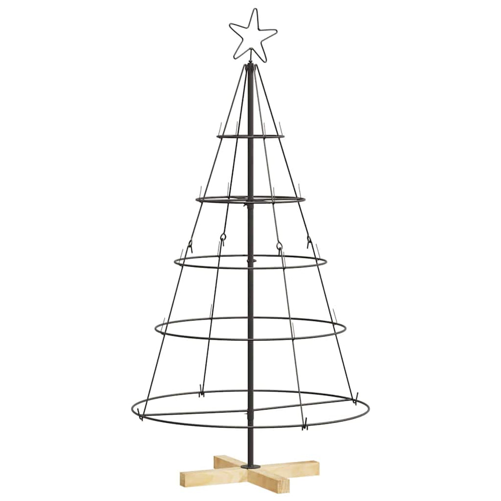 Christmas Cone Tree EVERGREEN PINE, with Stand, Black, 125 cm. Steel