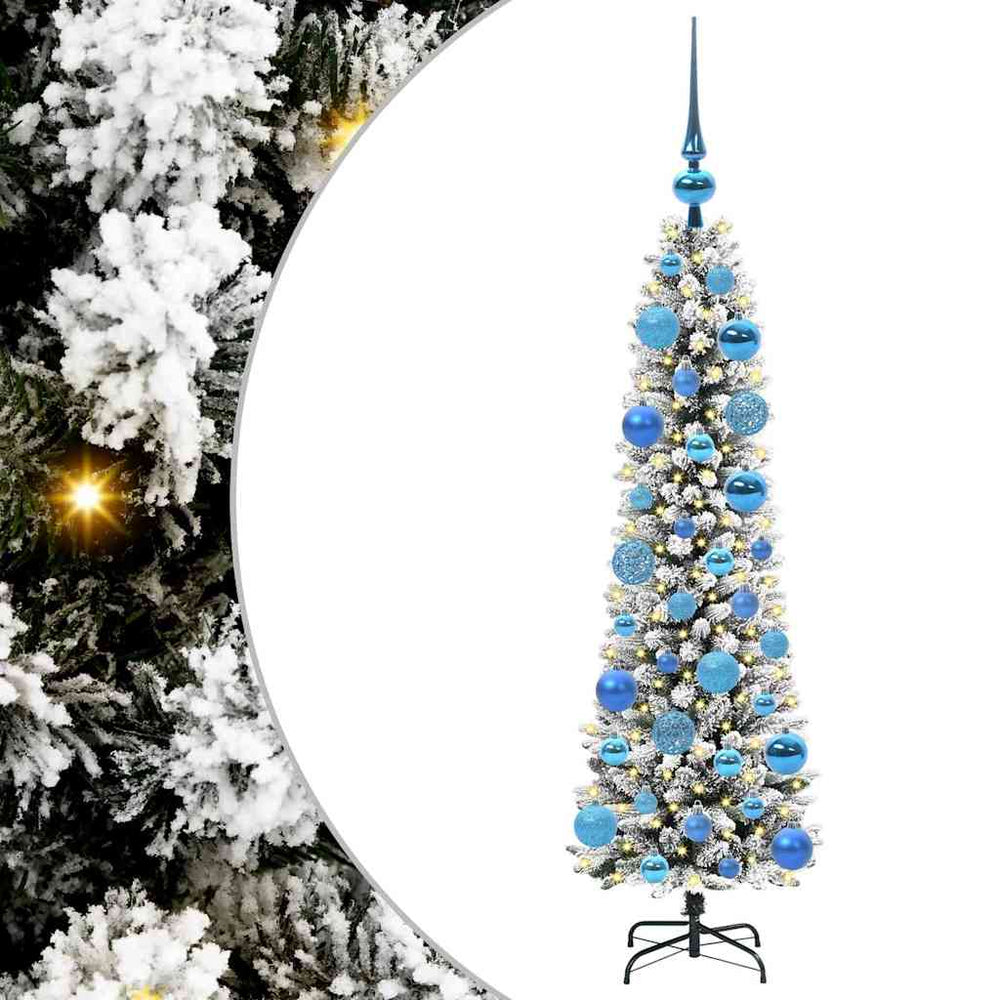 Dirbtinė Kalėdų eglutė EMBER CRYSTAL, su 150 LED stovu Žalia ir balta 120 cm.