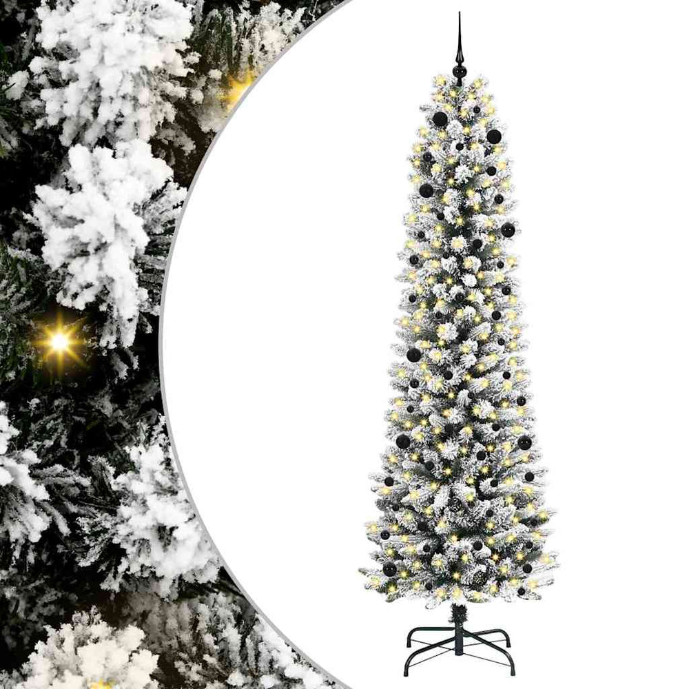 Dirbtinė Kalėdų eglutė HOLLOW SNOW, su 300 LED stovu Žalia ir balta 240 cm.