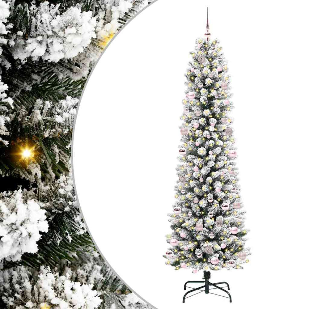 Dirbtinė Kalėdų eglutė HOLLOW SNOW, su 300 LED stovu Žalia ir balta 240 cm.