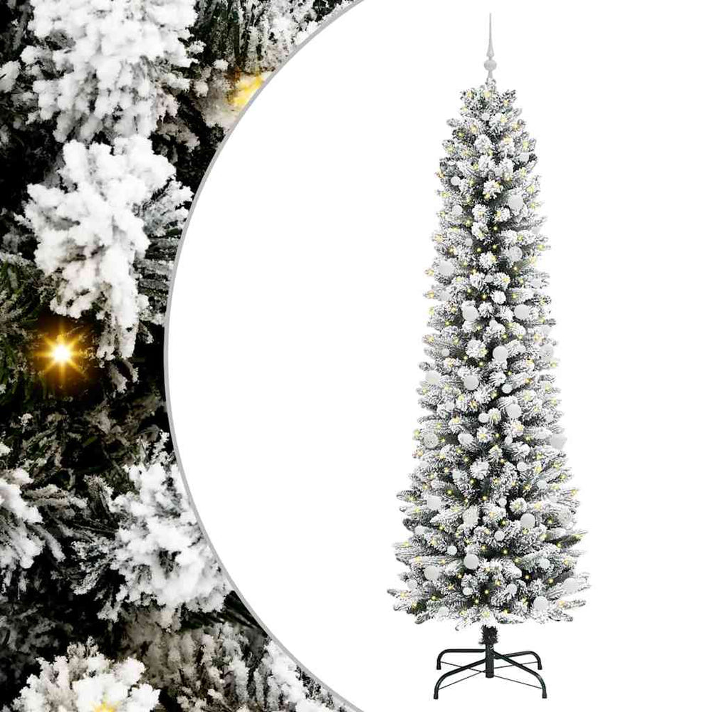 Dirbtinė Kalėdų eglutė HOLLOW SNOW, su 300 LED stovu Žalia ir balta 240 cm.