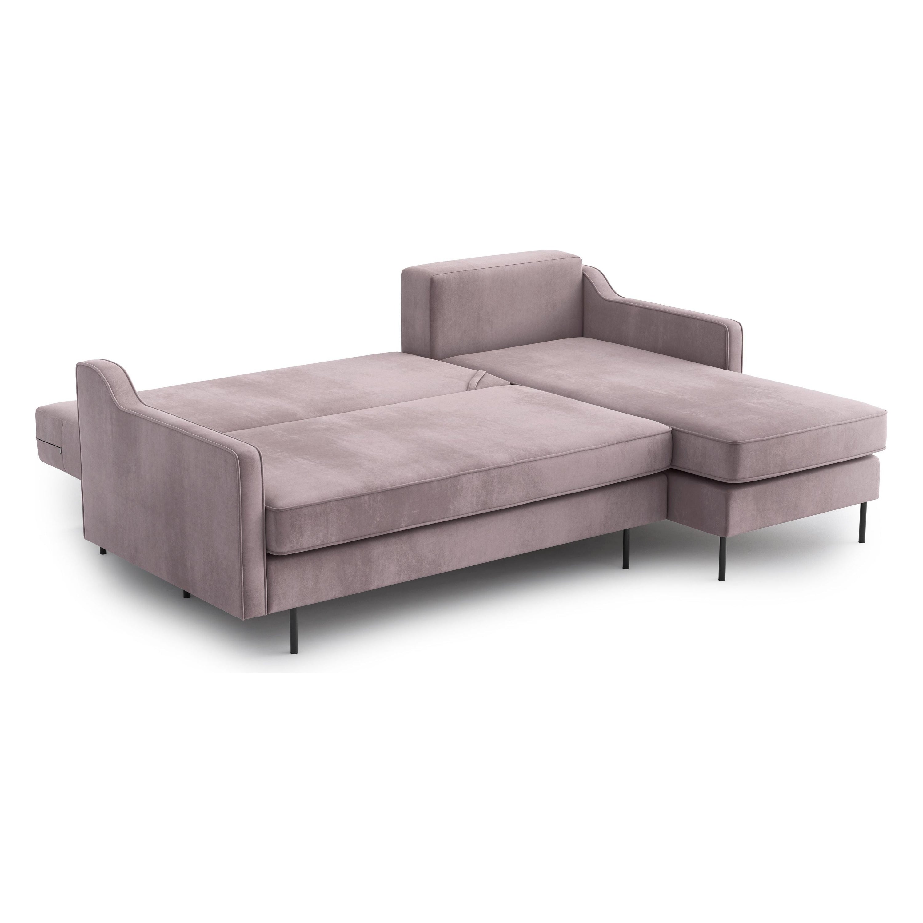 ABBE kampinė sofa lova, keičiamo kampo, levandų spalva