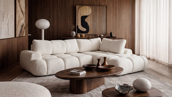 Kampinė sofa SKYLAR LONG, smėlio pilka