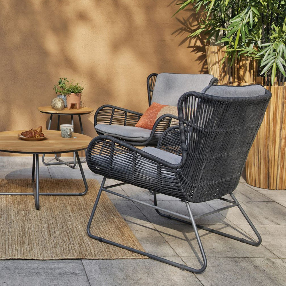 Outdoor lounge chair GRACE, anthracite (steel/rope)