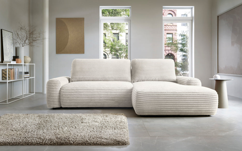 Kampinė sofa lova CODAK, dramblio kaulo spalva