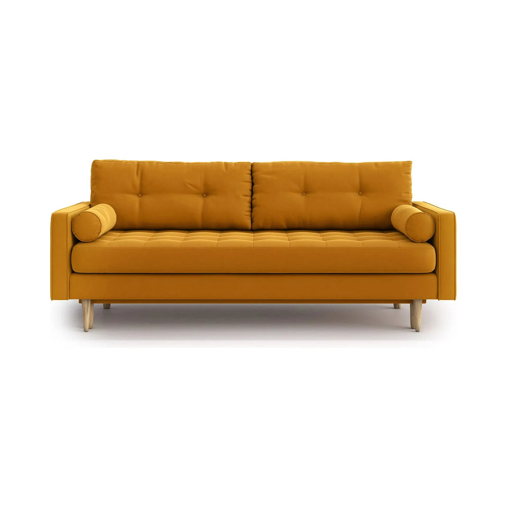 ESME dygsniuota 3 vietų sofa lova, oranžinė spalva