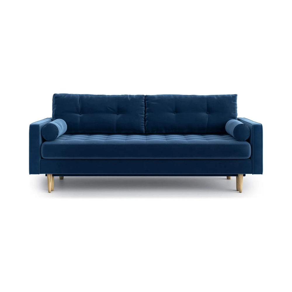 ESME dygsniuota 3 vietų sofa lova, mėlyna spalva