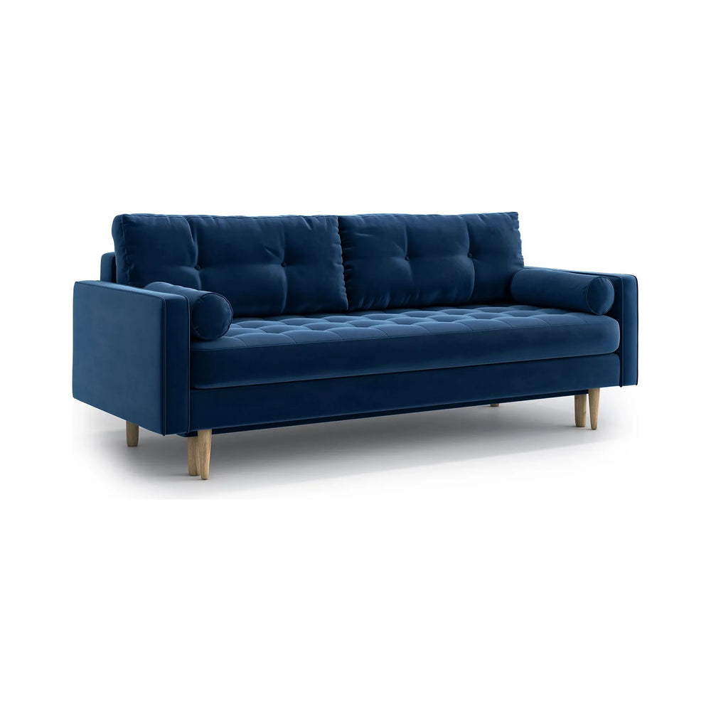 ESME dygsniuota 3 vietų sofa lova, mėlyna spalva