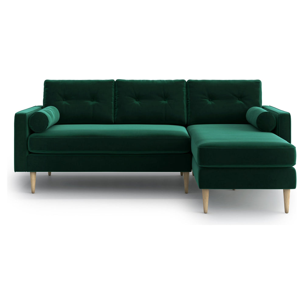 ESME kampinė sofa lova, žalia spalva, universali kampinė pusė