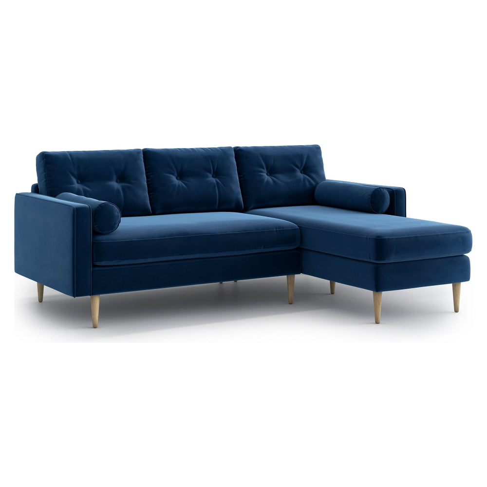 ESME kampinė sofa lova, mėlyna spalva, universali kampinė pusė