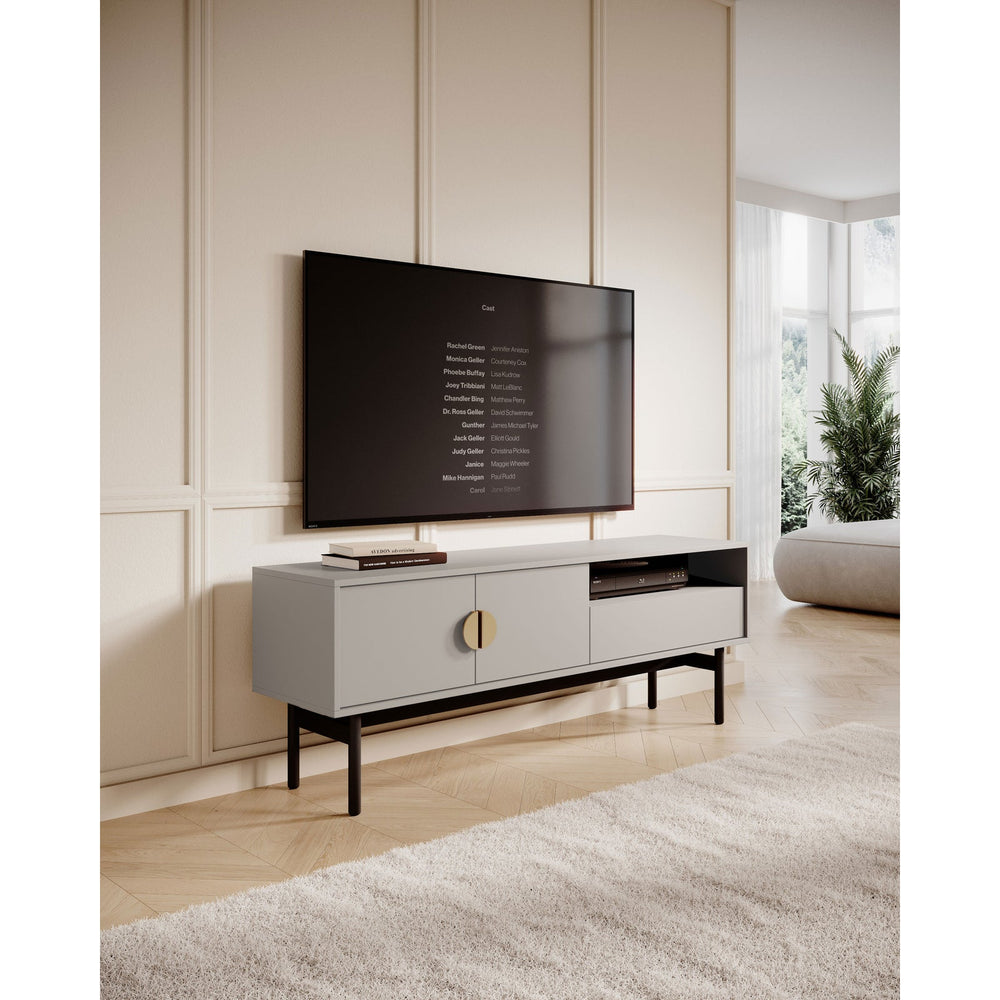 TV staliukas STOON, pilkai smėlinė, 154 cm – matinio paviršiaus detalė