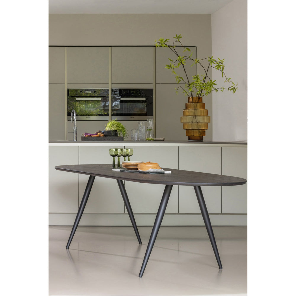 Valgomojo stalas TABLO, ovalus, tamsiai rudas