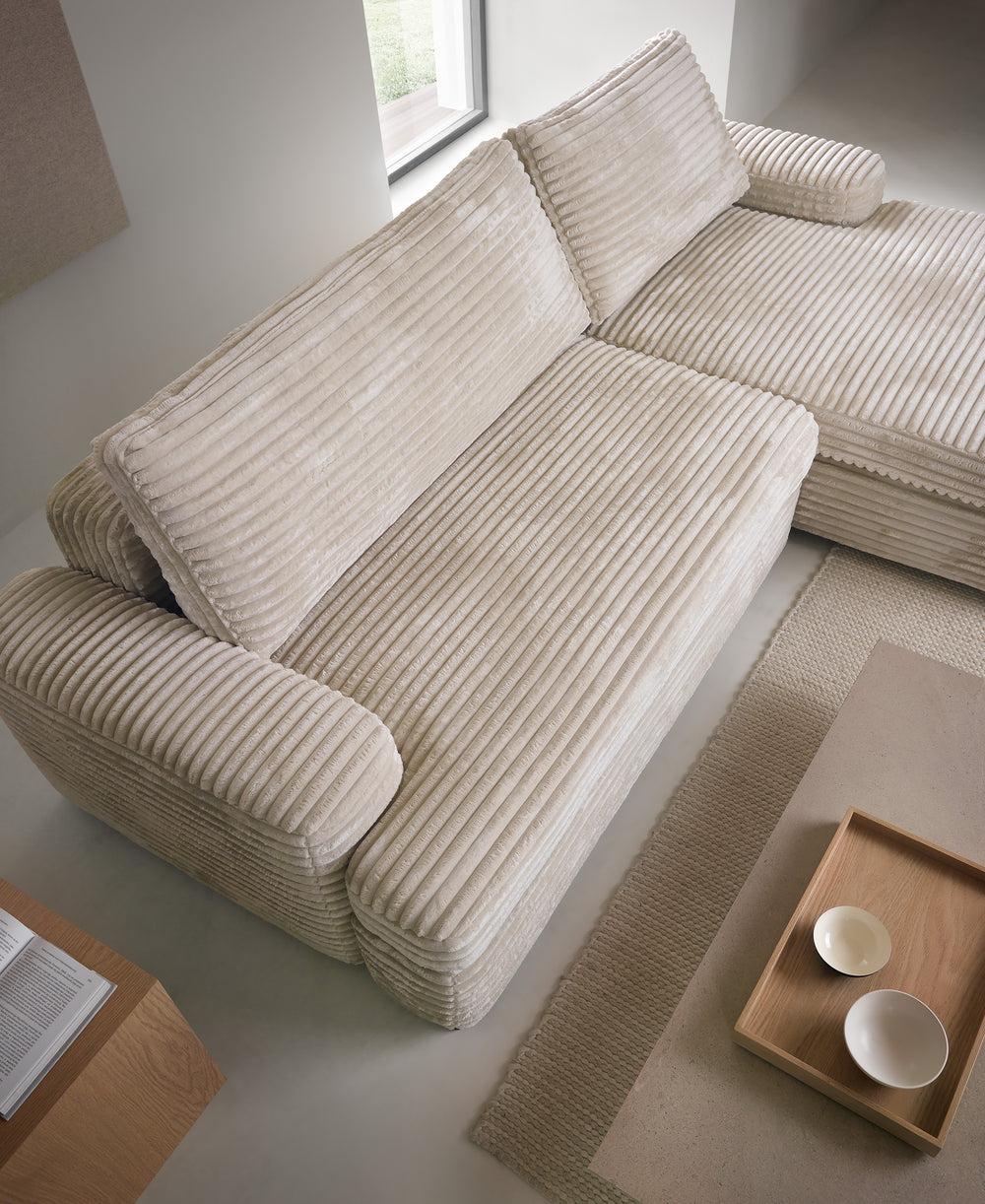 Corner sofa bed MILLY, cream
