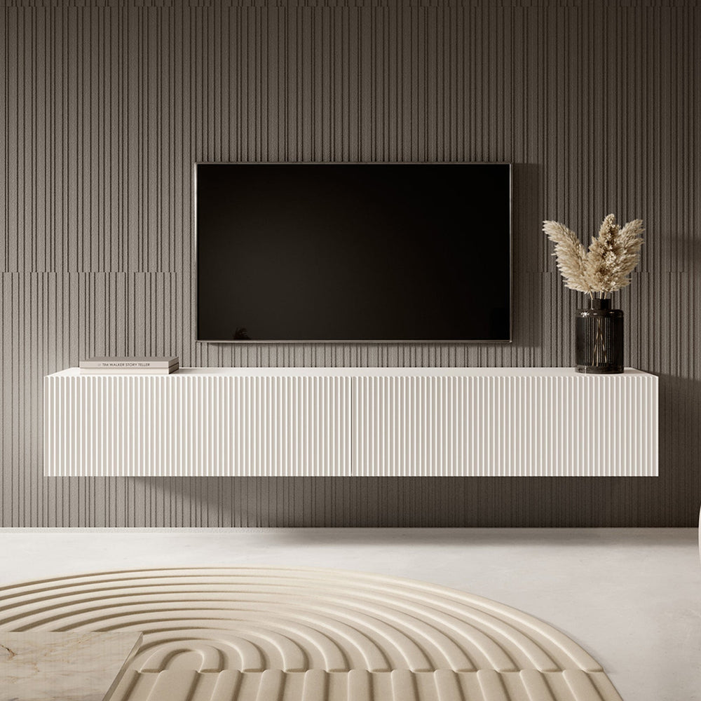 TV staliukas VELDIO, balta, 175 cm, pakabinamas