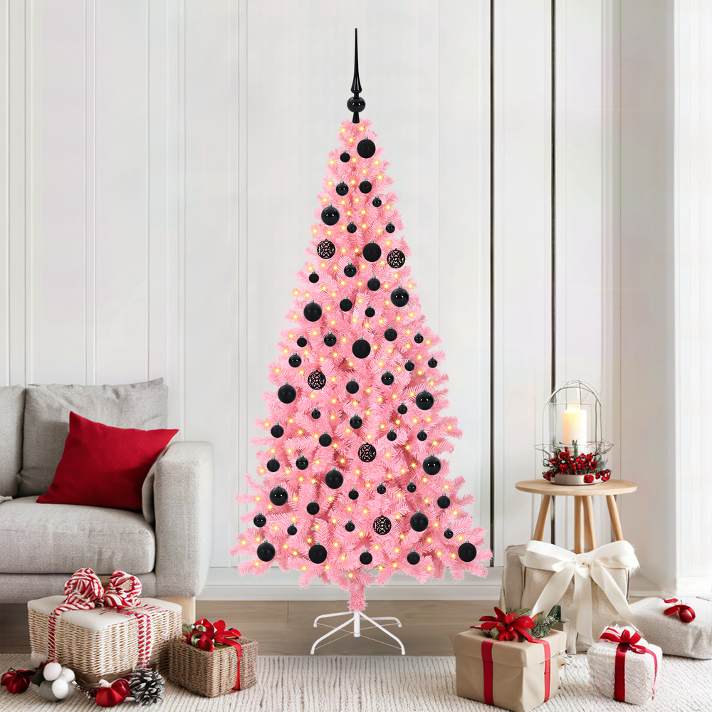 Kalėdų eglutė PINE BOREAL, su 300 LED stovu Rožinė 180 cm.